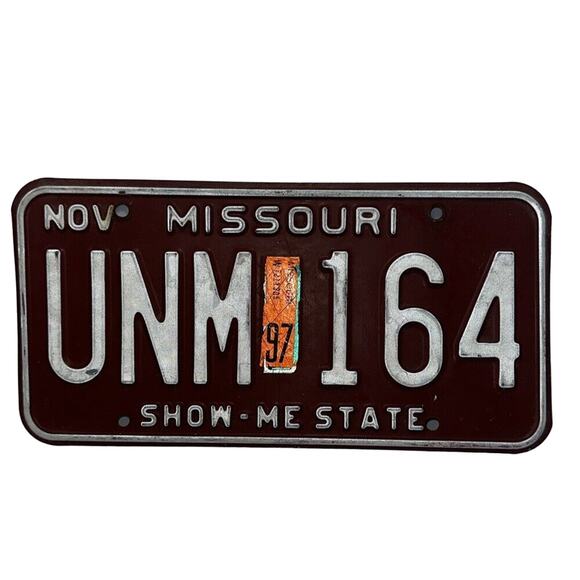 1997 VTG Missouri‎ Show-Me State License Plate UNM164 Man Cave Garage Restaurant - Picture 2 of 7